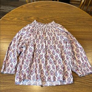 J. Crew Floral Print Smocked-Neck Top